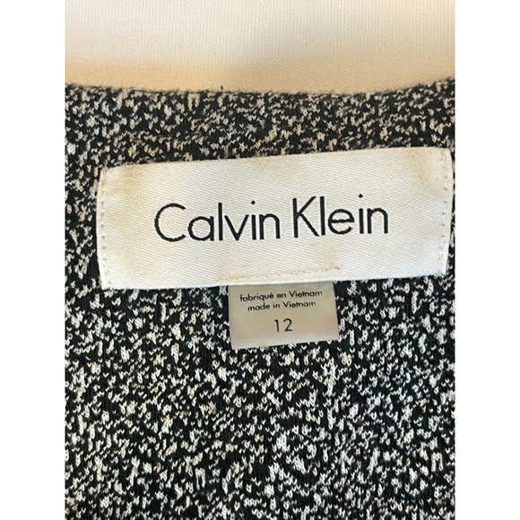 Calvin Klein Womens Piped Tweed Blazer Jacket Full Zip Color Block Gray Size 12 - Picture 8 of 9